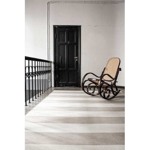 Béžovo-bílý kusový koberec Viiva finské značky VM-Carpet z vlny, papírového vlákna a lnu