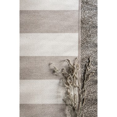 Béžovo-biely kusový koberec Viiva fínskej značky VM-Carpet z vlny, papierového vlákna a ľanu
