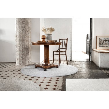 Biely, sivý a béžový kusový koberec Viita fínskej značky VM-Carpet z vlny a ľanu